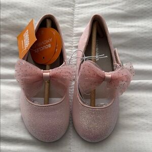 Toddler Girls Size 9 Pink Glitter Bow Mary Jane Kids Shoes